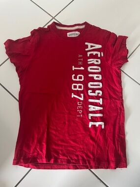Aeropostale Red Short Sleeve Vertical Logo Tee